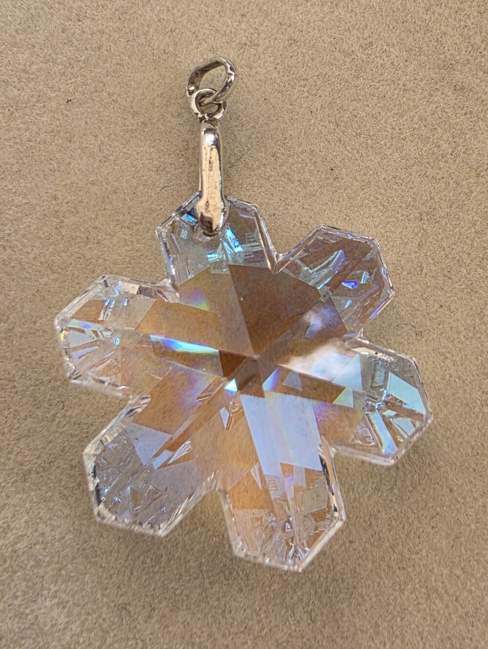 Swarovski STRASS AB Crystal Snowflake Pendant โข 925 Silver Bail โข 10.30g